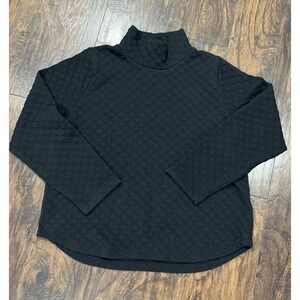 J. CREW | Women's Large Black Quilted Mock turtleneck Top